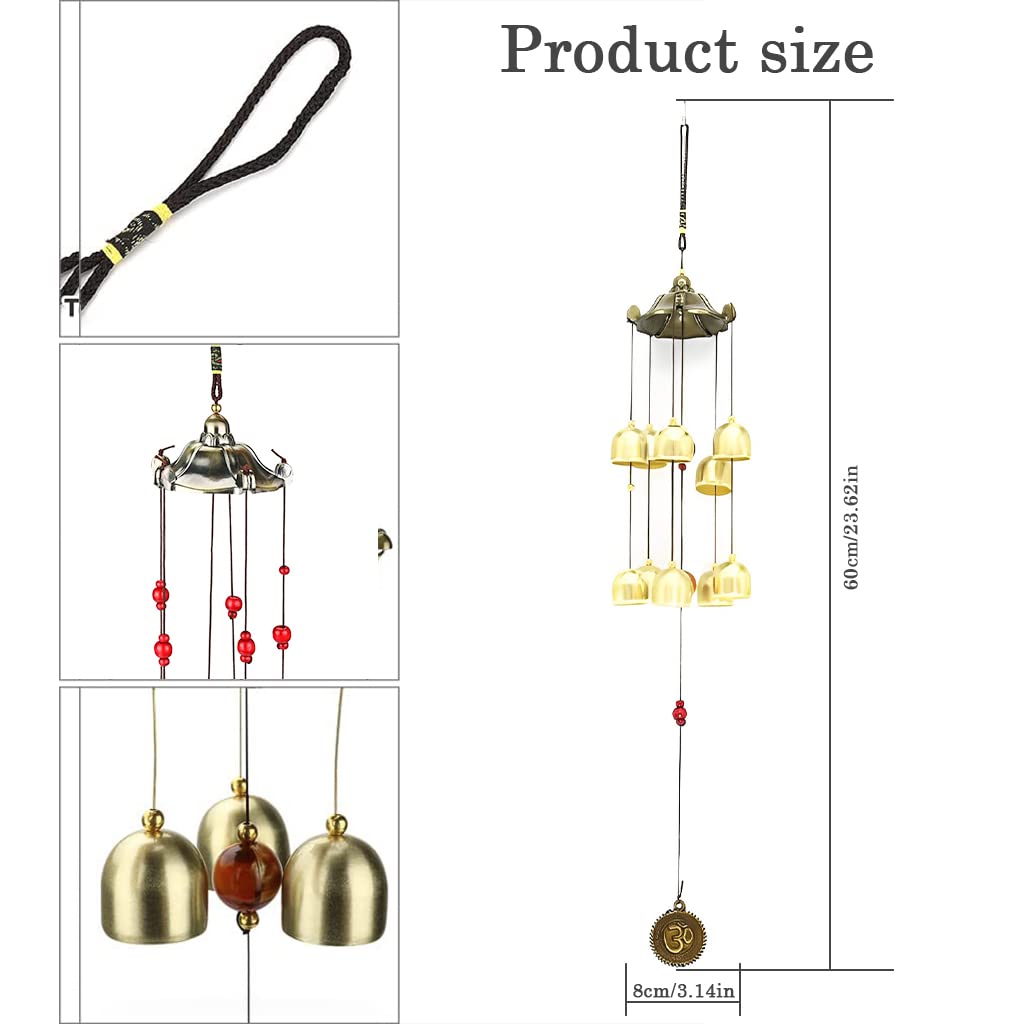 HASTHIP Fengshui Wind Chimes, Home Decor Hanging Long Brass Bells for Balcony Home Decoration Positive Energy Hanging Bell