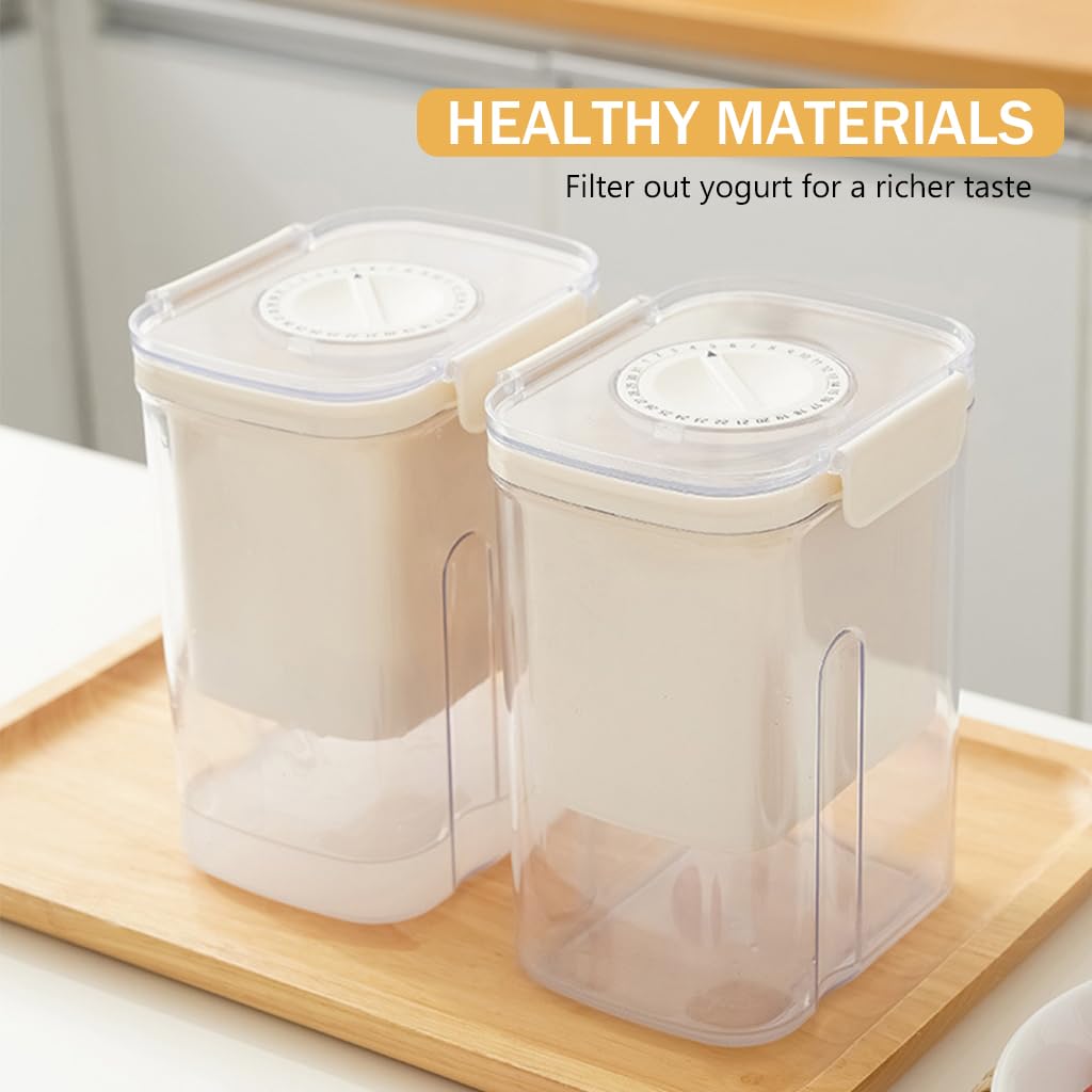 HASTHIP Yogurt Strainer 34 Oz Greek Yogurt Strainer with Lid Fine Mesh Yogurt Filter with Date Tracker Spring-Loaded Yogurt Press BPA Free Reusable Yogurt Strainer