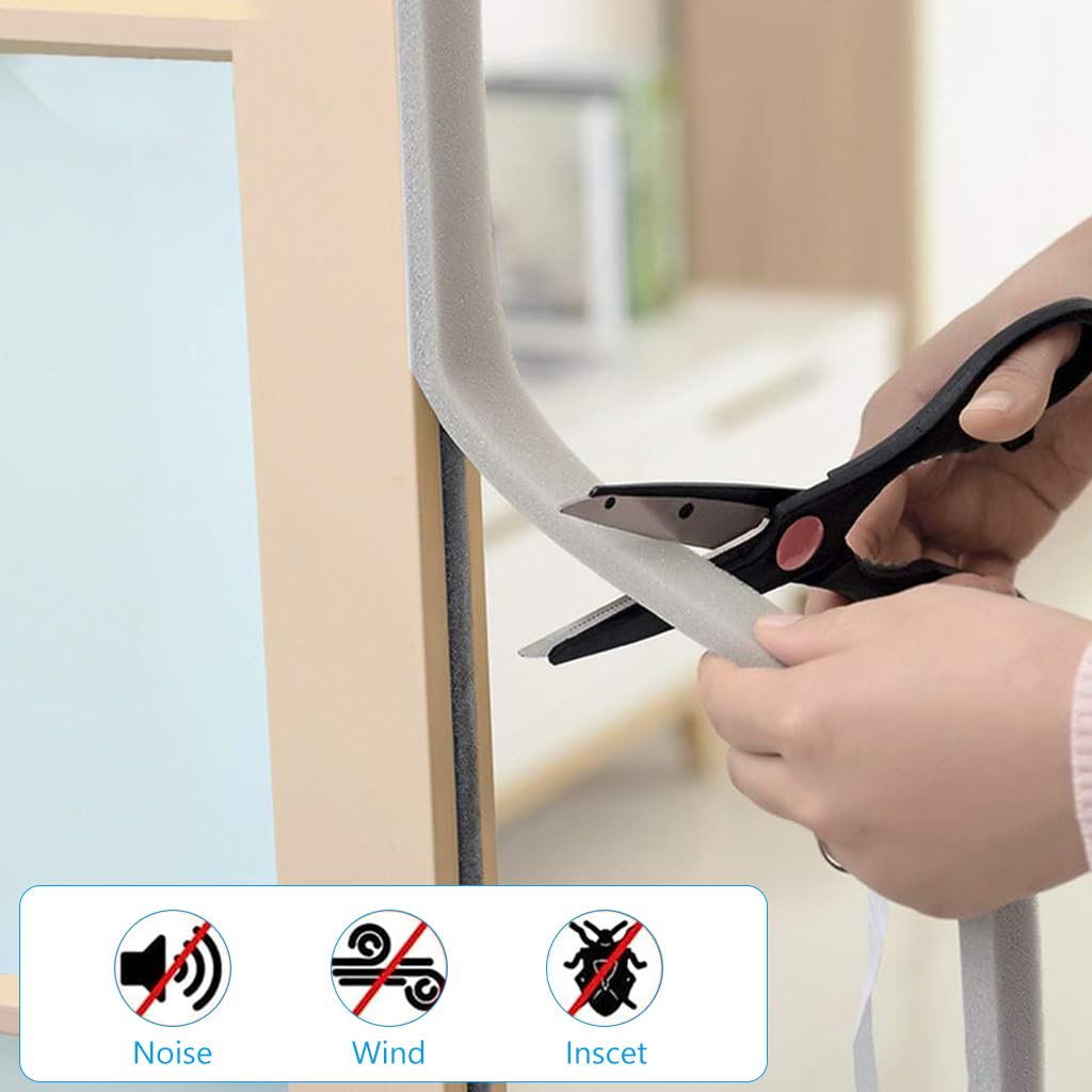 HASTHIP Window Gap Filler Strip Gap Sealing Tape Self-Adhesive Foam Tape Gap Sealing Tape 3cm x 200 cm Noise Reduction Windproof Window Gap Sealer Foam Strip