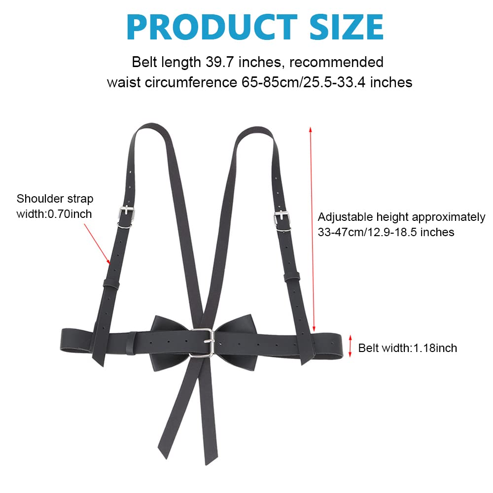 PALAY Body Harness Waist Belt for Women Bow Tie Leather High Waist Black Belts for Women Dresses, Adjustable Ladies Punk Underbust Chest Belt for Shirt Blouse Dress
