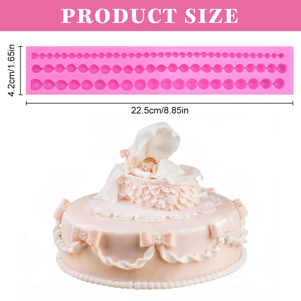 HASTHIP Cake Fondant Mold Chocolate Chips Mold Food Grade Silicone Fondant Strip Chocolate Beads Strip Molds for Cake Decoration DIY Baking Mold Cake Topping Mold 22.5x4.2cm