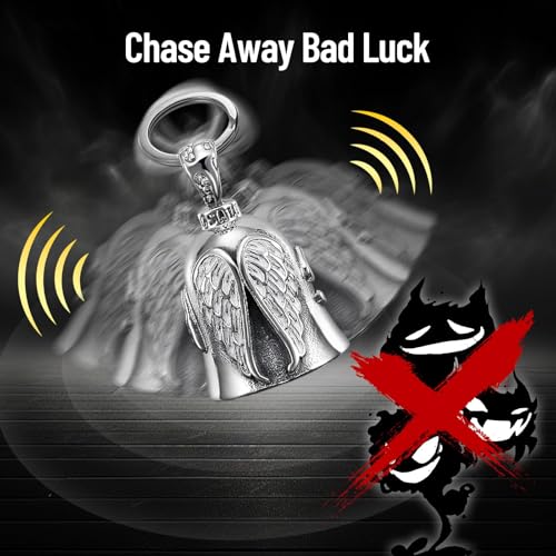 STHIRA® Guardian Angel Motorcycle Bell Good Luck Keyring Drive Safe Pendant Accessories Lead-Free Pewter Bike Gift for Men Women 3 PCS