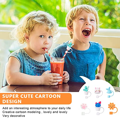 HASTHIP® 18PCS Silicone Straw Tips Cap Lids Anti-dust Toppers for Reusable Drinking Cute Dust-Proof Plug 6-8 mm