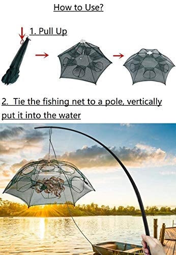 Zorbes® Fishing Net Fish Bait Trap Cast Folded Angling Outdoor Appliance 8 Sides 16 Holes 3 PCS
