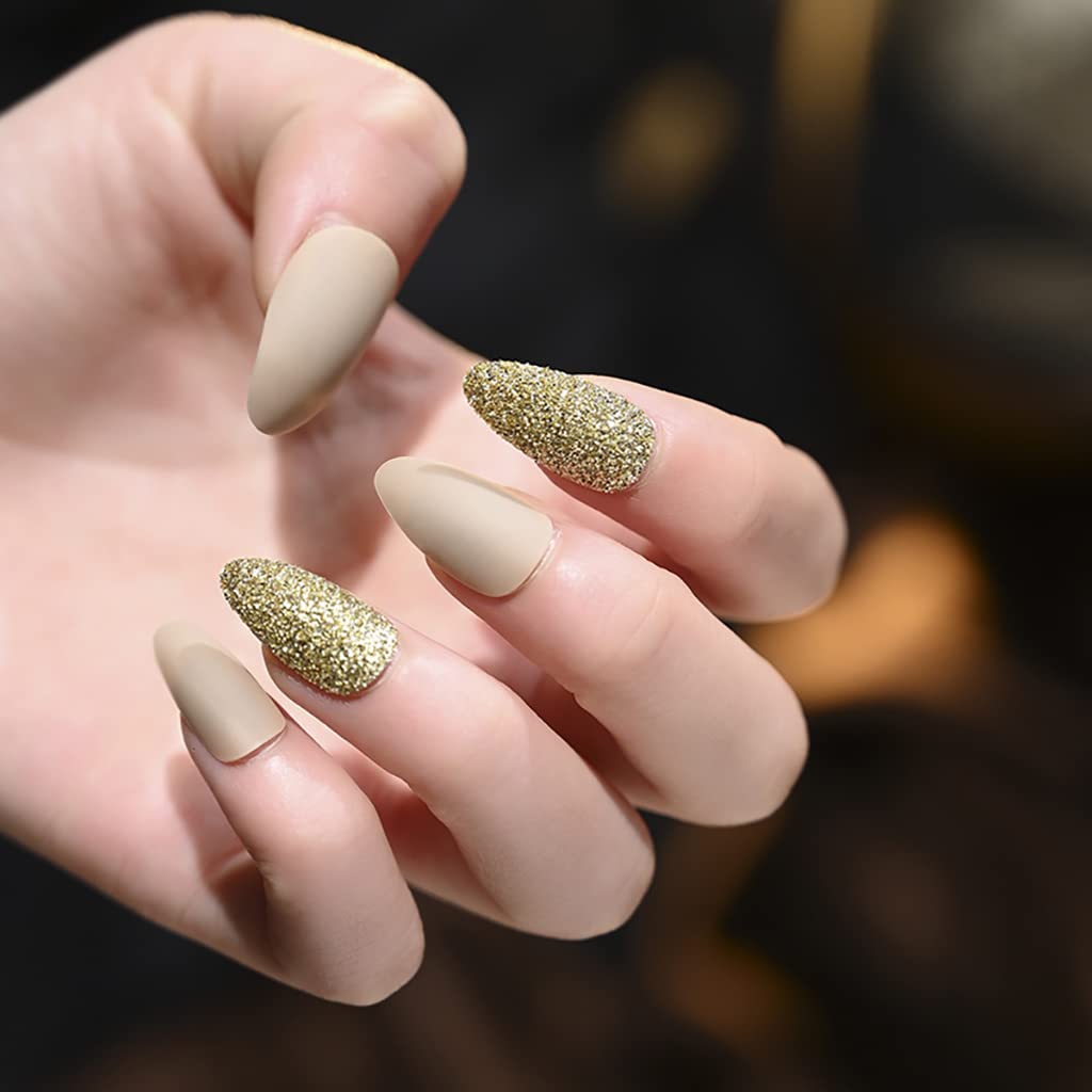 MAYCREATE 24 PCS Nails Extension Artificial Nail Everlasting French Tip False Nails Acrylic Full Fake Nail Tips Art Set With Nail Adhesive Stickers