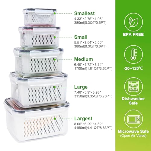 Supvox Produce Vegetable Saver Container with Lid Colander Vent