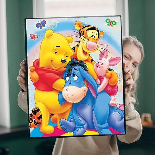 HASTHIP Diamond Painting Kit, 12x16inch Cartoon Winnie The Pooh Diamond Painting, 5D Diamond Painting Kit for Adults & Kids, Suitable for Home Leisure and Wall Decoration, Gift for Kids and Adults