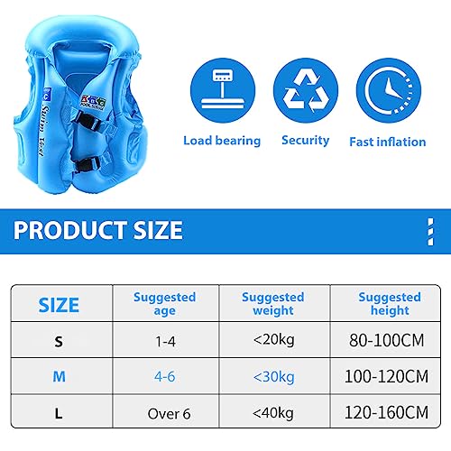 Optifit Swimming Jacket Kid Life Vest for Kids 5-8 Years, Swimming Floats for for Swiming Training, Baby Safety Swim Aid with Multiple Inflatation Valves