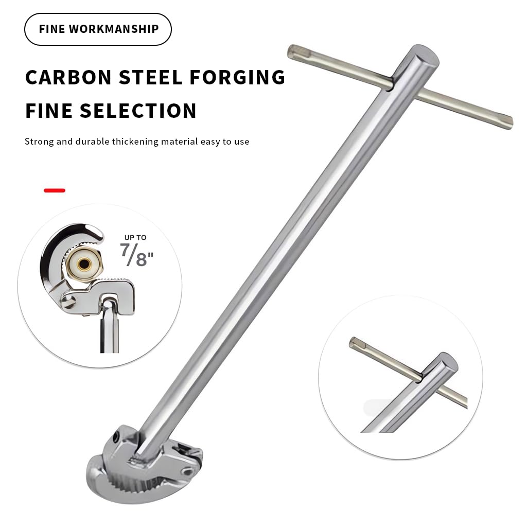 Serplex 11-Inch Carbon Steel Sink Wrench Adjustable 3/8'' to 1-1/4'' Capacity Upgrade Jaw for Tight Spaces Suitable for Water Inlet, Faucet, Valves Ideal for Repairs & Installations