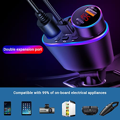 STHIRA® Car Bluetooth Device with Call Receiver, Hands Free Call FM Transmitter, Dual USB & Car Cigarette Lighter Stocket Fast Car Charger Adapter with Bluetooth for Car Music System