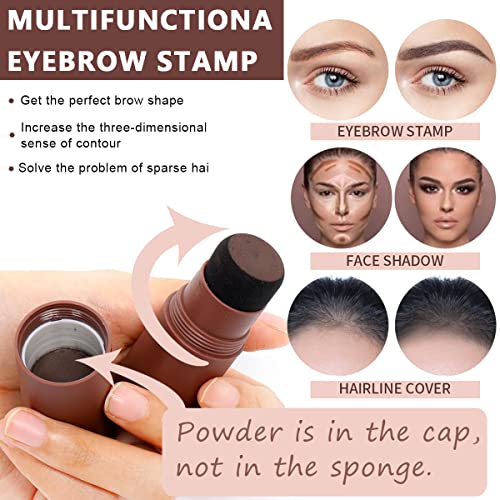 MAYCREATE Eyebrow Stamp Stencil Kit, One Step Eyebrow Stamp Waterproof Long Lasting, Eyebrow Stamp Makeup Tools, 10 Reusable Eyebrow Stencils Shape Thicker with 2 Eyebrow Pen Brushes(Dark Gray)
