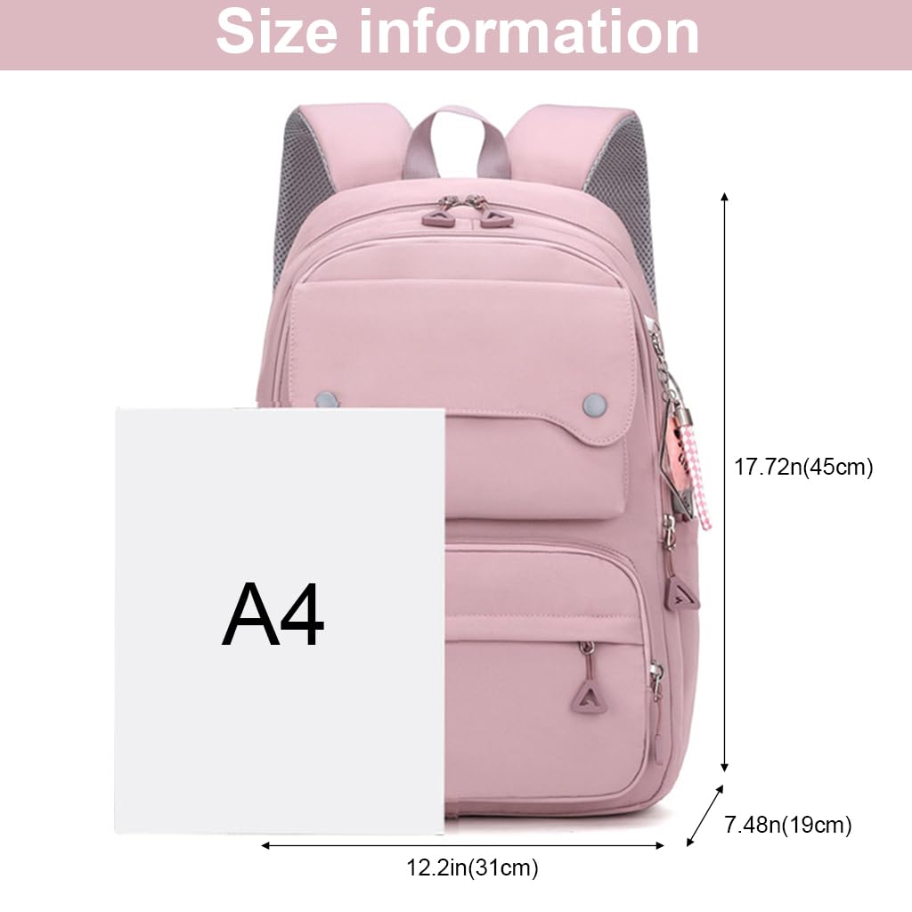 PALAY Fashion Backpack Student Shoulder Backpack Fashion Pink Travel Backpack Laptop Backpack Multi-pouches 26L Large Capacity School Backpack