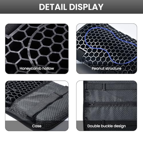 STHIRA® 3D Breathable Motorcycle Gel Cushion with Vibration Absorption Shockproof Bike Seat Cover Universal Anti-Slip for Bikes Scooters 2PCS