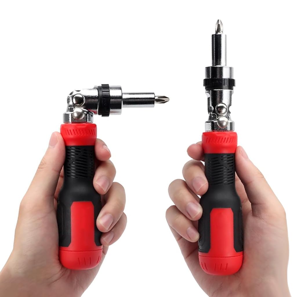 Serplex 13 in 1 Multi Screwdriver Tool Set Adjustable Angled Ratcheting Screwdriver 13pcs Chrome Vanadium Steel Bits with Bit Storage Design Portable Multi Screwdriver Household Tool Garage Tools