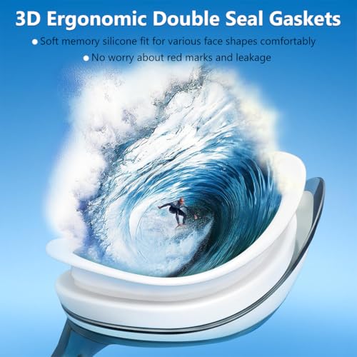 Proberos® Short-sighted Swimming Goggle for Man Women Nearsighted Silicone Waterproof Anti-Fog -3 Diopters 2 PCS