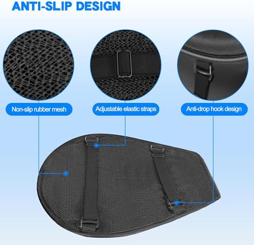 STHIRA® Motorcycle Seat Cushion Gel For Bike Detachable Cycle Cover High Density 3D Honeycomb Structure Shock Absorption Breathable Universal Pad For Long Rides 3 PCS
