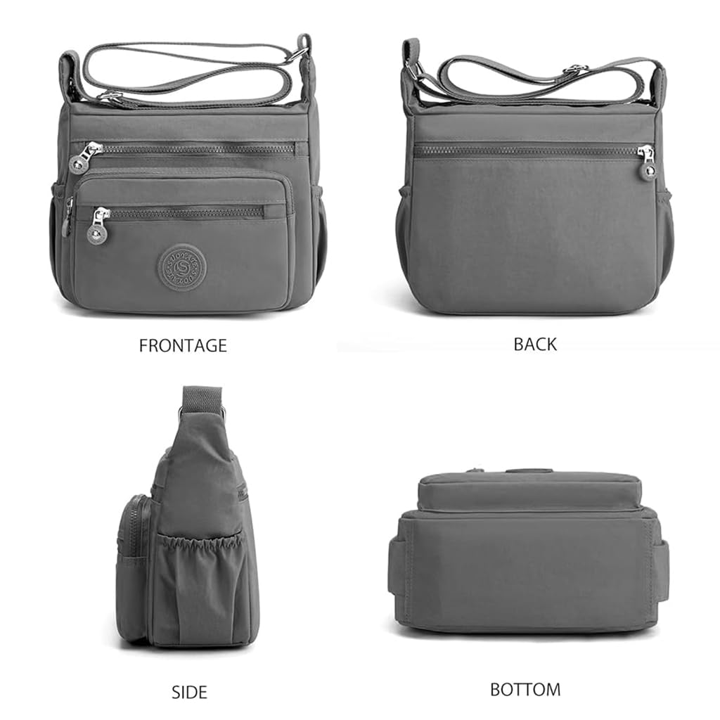 PALAY Women Crossbody Bag Waterproof Nylon Multi-layer Crossbody Bag Casual Satchel Bag Shoulder Bag Messenger Bag Travel Crossbody Bag Day Pack