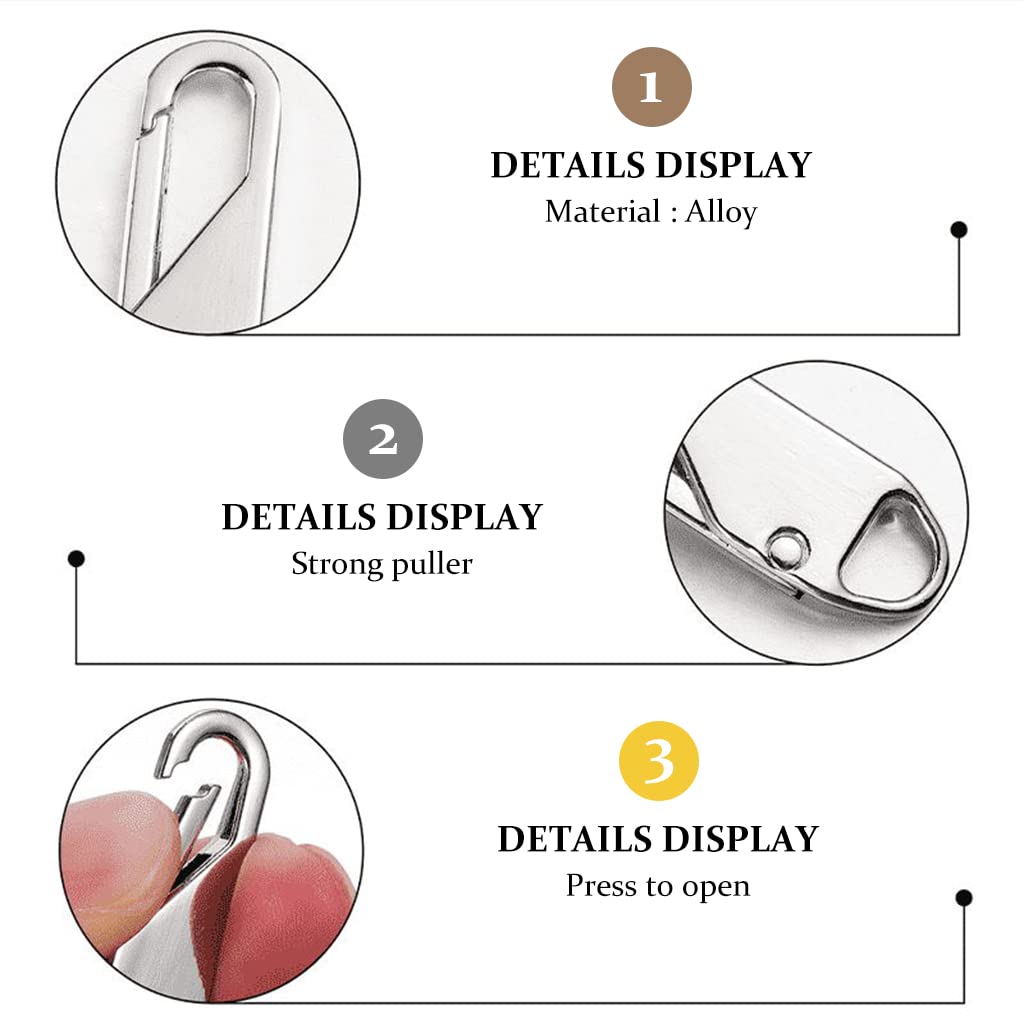 HASTHIP Zipper Puller Replacement Quick Snap Bag Zipper Puller for Bag Luggage Clothing Jackets Backpacks Purse Coat(10pcs)