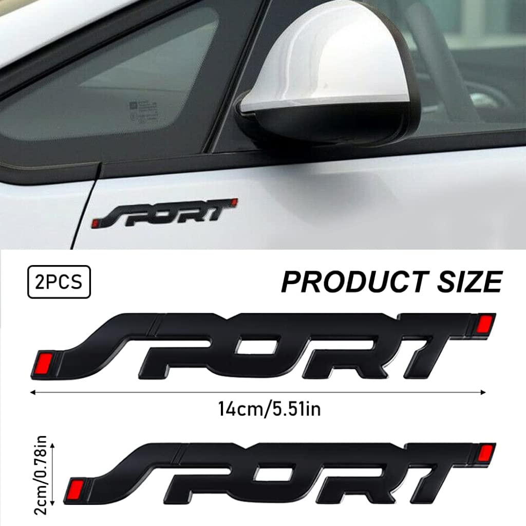 STHIRA 2pcs 3D Car Sticker Metal Car Sticker Black Sport Logo Metal Sticker for Car, Modification Car Waterproof Sticker Car Decor Sticker for Car Door, Door Handle, Car Tail
