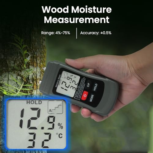 Serplex® Wood Moisture Meter For Firewood Two-Pin LCD Digital For Lumber Woodworking Humidity Battery Operated NOT Included 2PCS