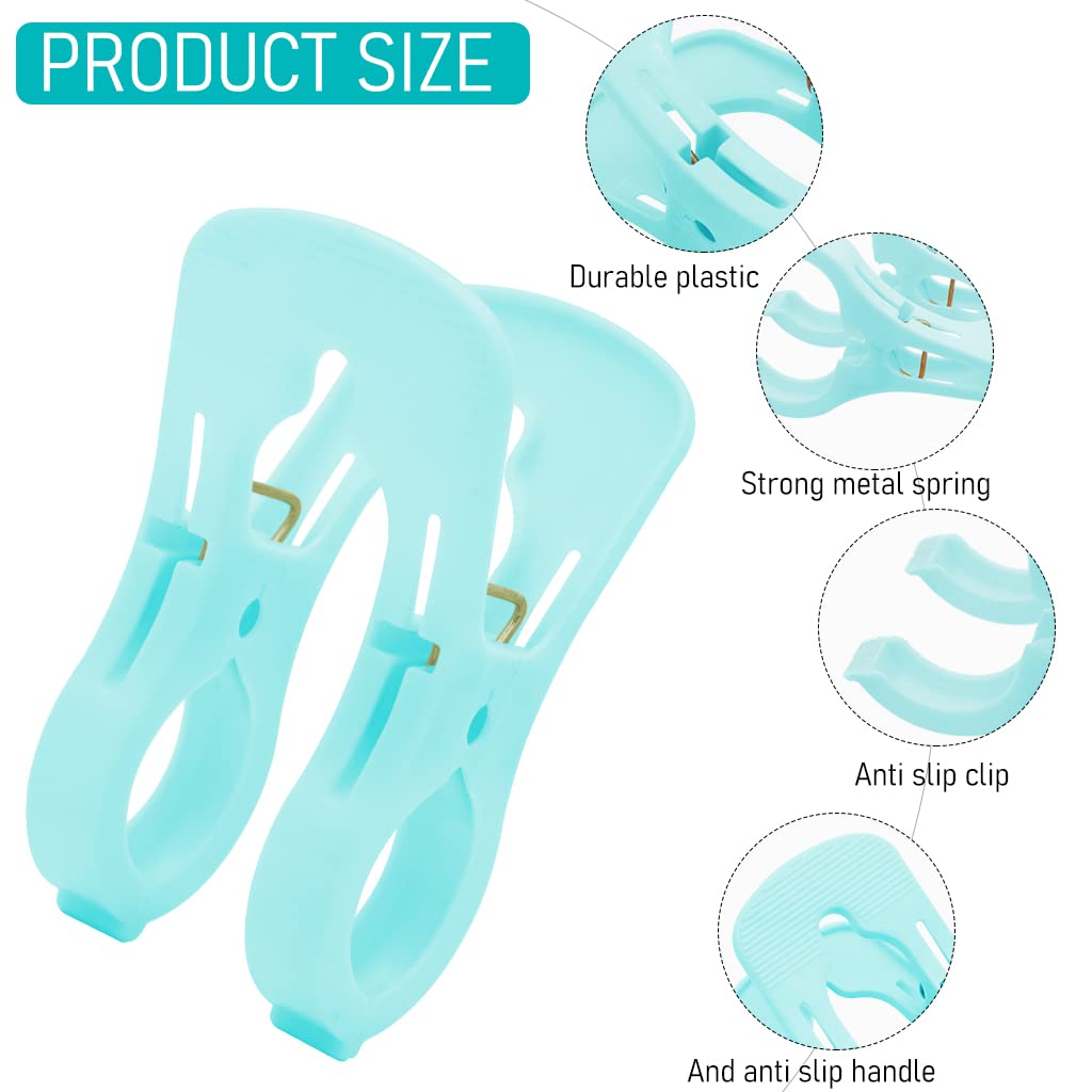 HASTHIP 6Pcs Clothes Clips, Large Cloths Clips, Beach Towel Clip, Cloth Pins, Quilt Drying Clip, Plastic Clothespins for Heavy Laundry, Sheets, Quilts or Blankets (Random Colours)