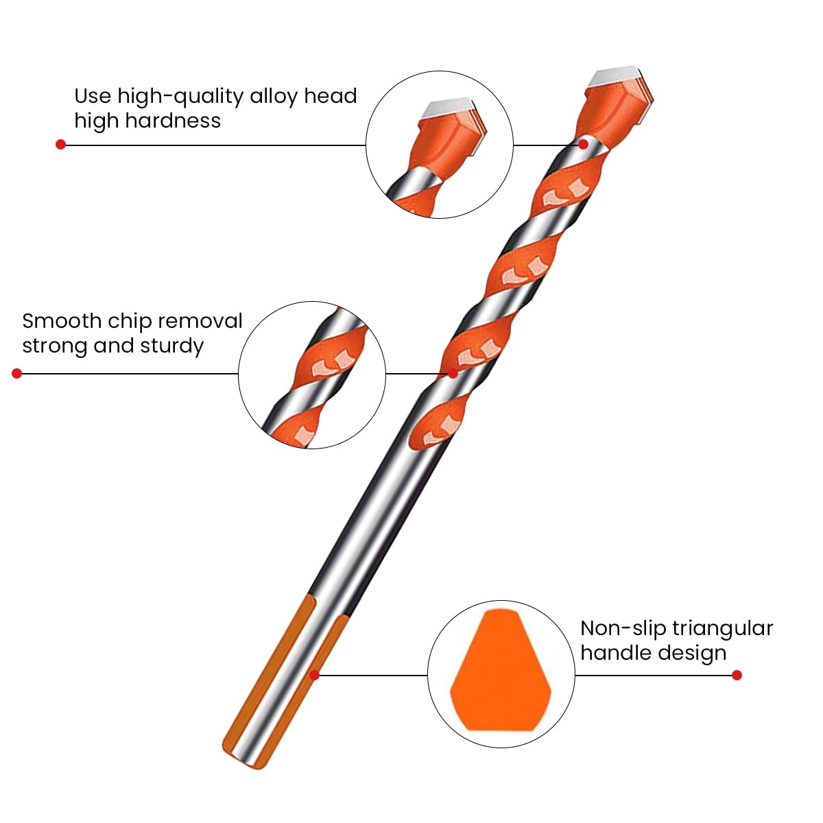 Serplex 5Pcs Drill Bits Multifunctional Drill Bits for Power Drill Carbide Drill Bits 6mm/8mm/10mm/12mm Drill Bits Punching Hole Saw Drill Bits for Concrete, Tile, Glass, Ceramic