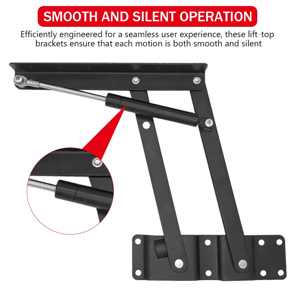 Serplex 2Pcs Lift Top Brackets Universal Lift-Top Hinges Folding Lifting Brackets for Lift-Top Coffee Table Replacement Lift Top Brackets for Coffee Table, Storage Benches, Cabinets