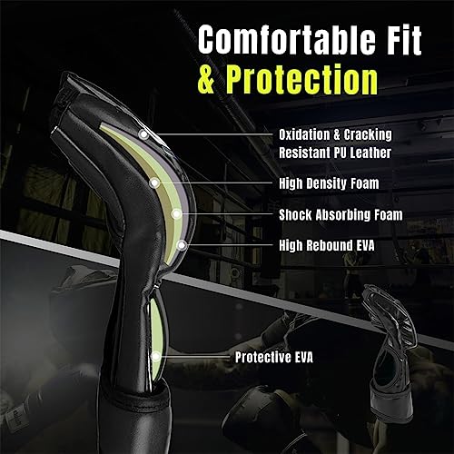 Optifit® Boxing Gloves for Men Women with Wrist Wrap PU MMA with EVA Foam Insert Half Finger for Muay Thai and Sparring Sessions 2 PCS