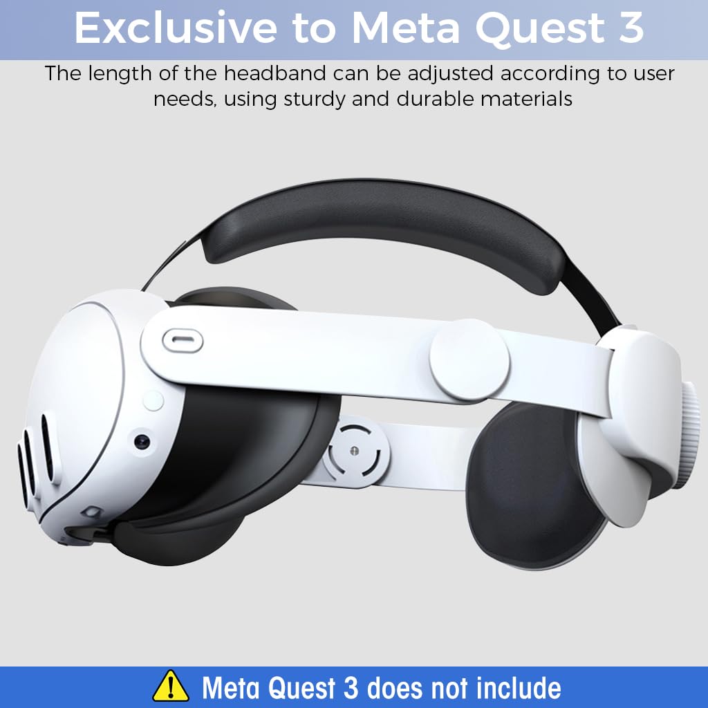 Verilux Adjustable Head Strap for Oculus Quest 3 Replacement Elite Strap for Meta Quest 3 Enhanced Support Lightweight Skin-Friendly Head Strap for Meta Quest 3, No Meta Quest 3 Included