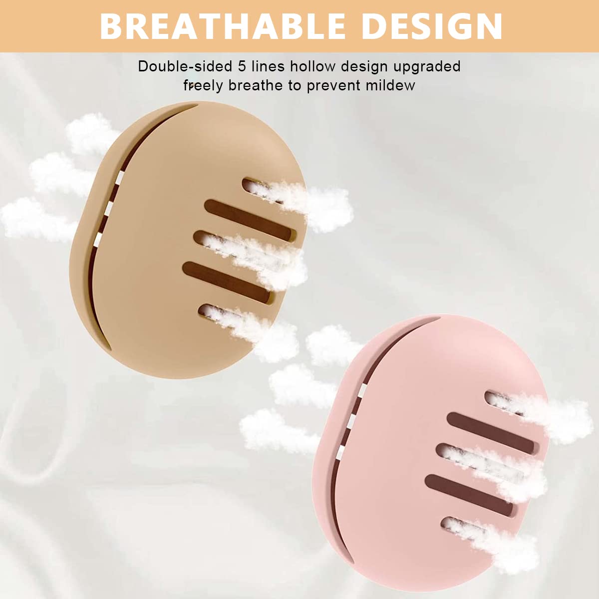 MAYCREATE Makeup Sponge Holder 2pcs Set, Breathable Silicone Beauty Blender Holder Eco-Friendly Blender Sponge Travel Case Shatterproof Storage Rack (Grey+Pink)