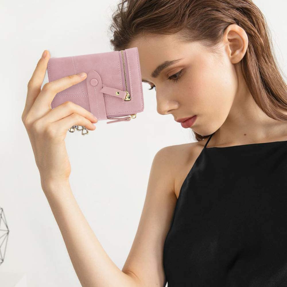 PALAY Small Purses for Women PU Leather Bifold Wallet Card Organizer Girl Wallet Solid Color Women Purse Viberant Blue Wallet for Girls