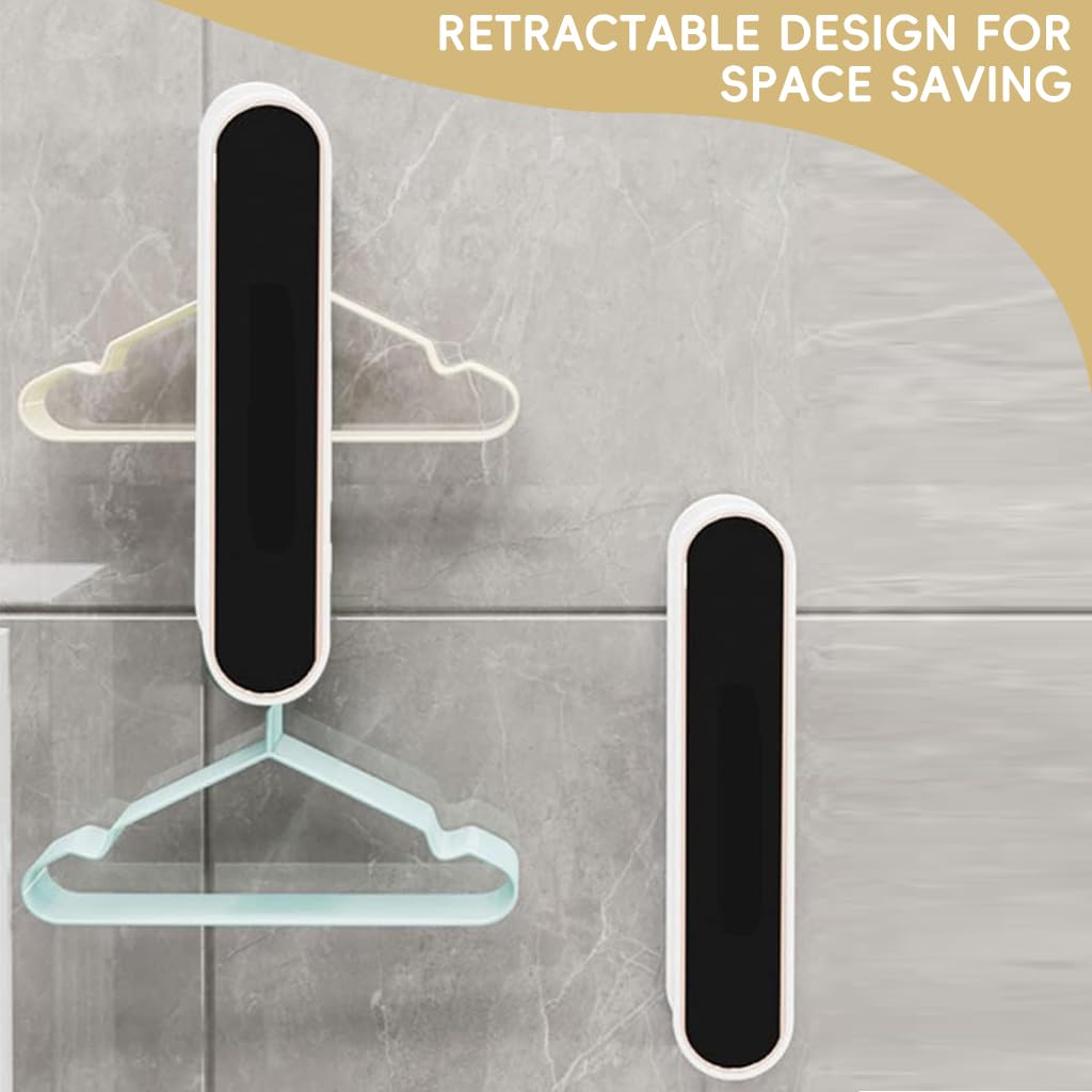 HASTHIP Clothes Hanger Organizer Rack for 30-50 Hangers, Double Layer RetractableClothes Hanger Organizer Rack, Self Adhesive Clothes Hanger Storage Rack Space Saving Laundry Hanger Organizer