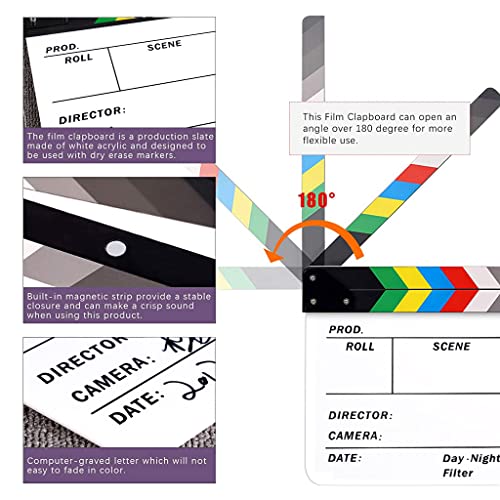 HASTHIP® 24 x 30cm Clap Board with Markers and Erasers for Movie Directors 2 PCS