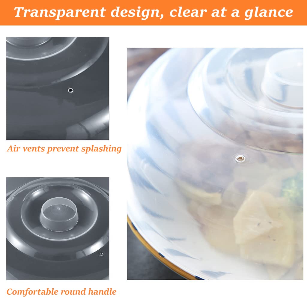 HASTHIP 2Pack Plastic Microwave Lid with Easy-Grip Handle, Microwave Splatter Cover for Food, Food Grade PP Lid for Refrigerator, Heating Food, Dessert Serving, Camping (Diameter 7.87'' &9'')