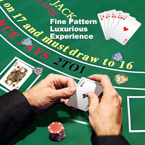 PATPAT Blackjack Poker Table Mat 70.8x35.4 inches Standard Green Blackjack Poker Table Mat with 7 Betting Boxes Anti-slip Poker Mat Smooth Poker Table Mat for Blackjack Casino Game