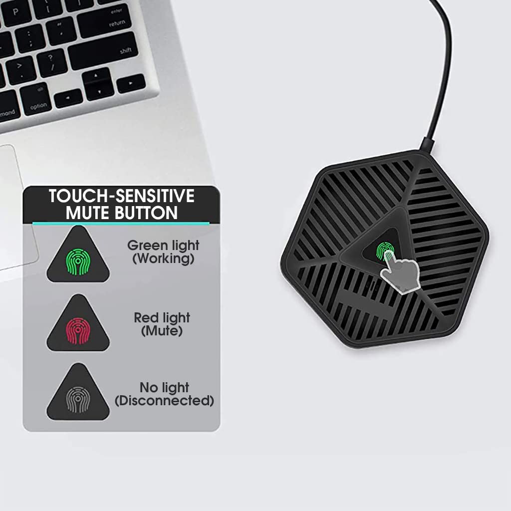 Verilux Conference USB Microphone for PC Laptop, Plug & Play Noise Cancellation Condenser Mic with 360° Omnidirection, Portable Condenser Microphone with Mute Key for Skype Online Class Windows Mac OS