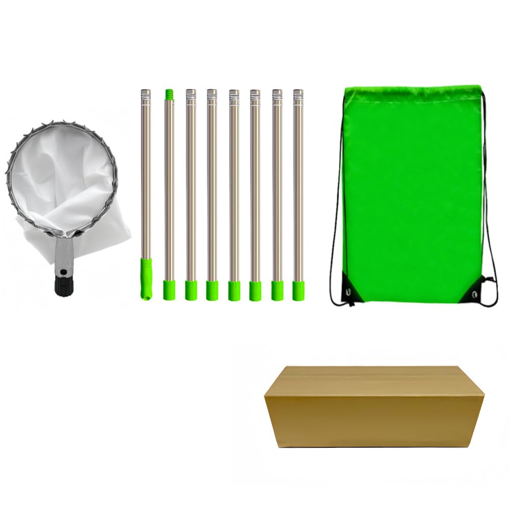 HASTHIP Extendable Mango Plucker Tool - 10.5ft Fruit Plucker with Adjustable Pole - Alloy Material Telescopic Pole - Equipped With Net & Pole - Tree Fruit Plucker Stick - Easy To Use Fruits Catcher