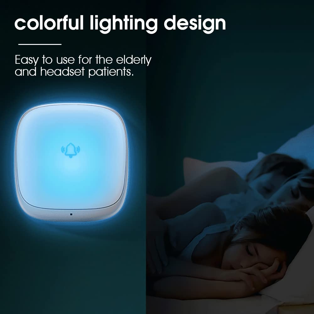 Supvox Door Bell for Home Electrical Self-Powered Battery Free Wireless Door Bell Waterproof IP44 Ding Dong Bell with Catching Eye 7 Colors Flash Light Smart Door Bells 38 Ringtones 5 Level Volume