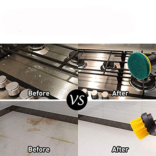 STHIRA® 24PCS Power Drill Scrubber Brush Attachment Set Scrub Pads for Bathroom Surfaces Floor Tub Shower Grout Tile Without Drill Machine Yellow Pack of 1