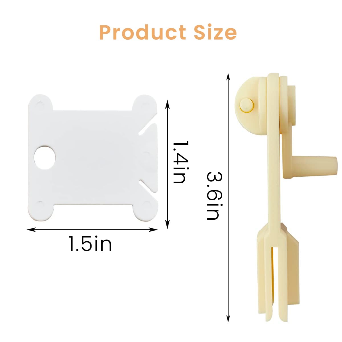 HASTHIP 100 Pcs Plastic Thread Bobbins Holder with Efficient Bobbin Winder, Cross Stitch & Embroidery Thread Yarn Organizer, 1.57'' Plastic Bobbins Yarn Thread Bobbins for Sewing and Embroidery