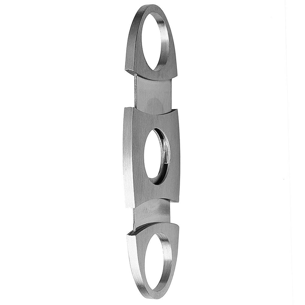 HASTHIP® Stainless Steel Pocket Cigar Tool Cutter with Double Guillotine Blades Nipping Off End for Most Size Cigars Multicolour 2PCS