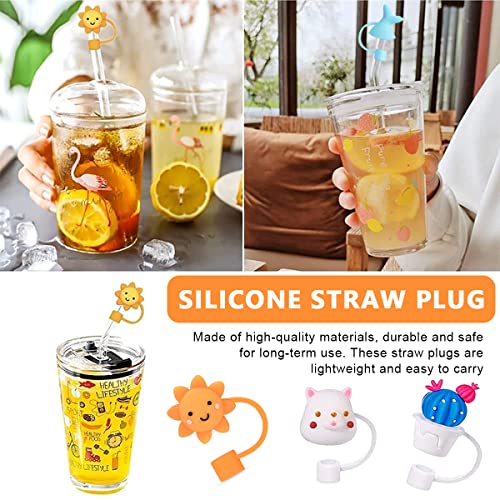 HASTHIP® 18PCS Silicone Straw Tips Cap Lids Anti-dust Toppers for Reusable Drinking Cute Dust-Proof Plug 6-8 mm
