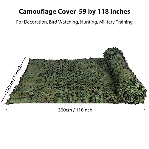 Optifit® Camouflage Cover 59 by 118 Inches Woodland Camo Netting Balcony Sunshade Cuttable for Decoration Bird Watching Hunting Military Training 2PCS