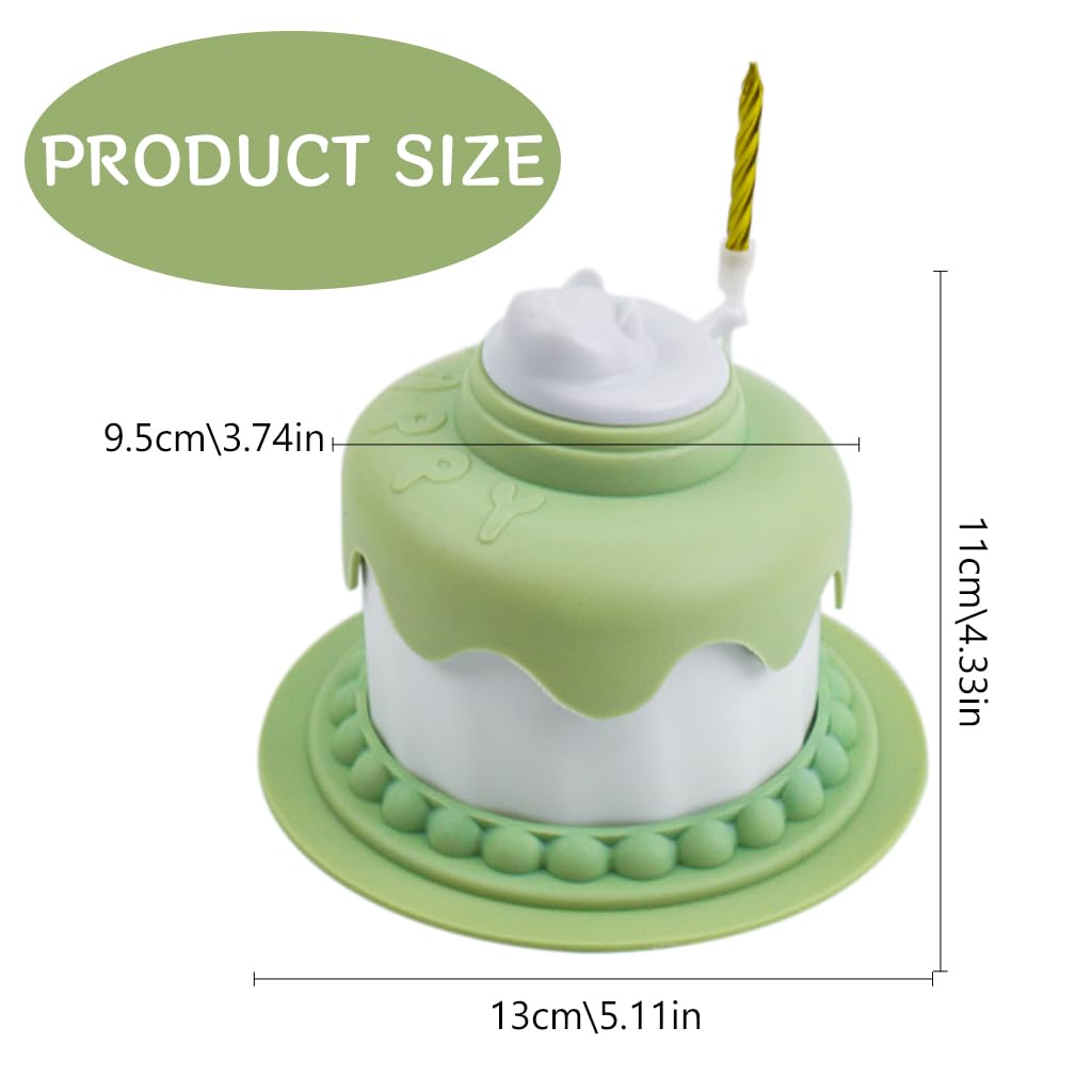 Qpets Cat Food Bowl, 3 In 1 Pet Food Bowl Food-grade TPE Pet Food Bowl Dry & Wet Food Bowl, Dog Slow Feeder Creative Cartoon Birthday Cake Cat Food Bowl Dog Cats Birthday Supplies
