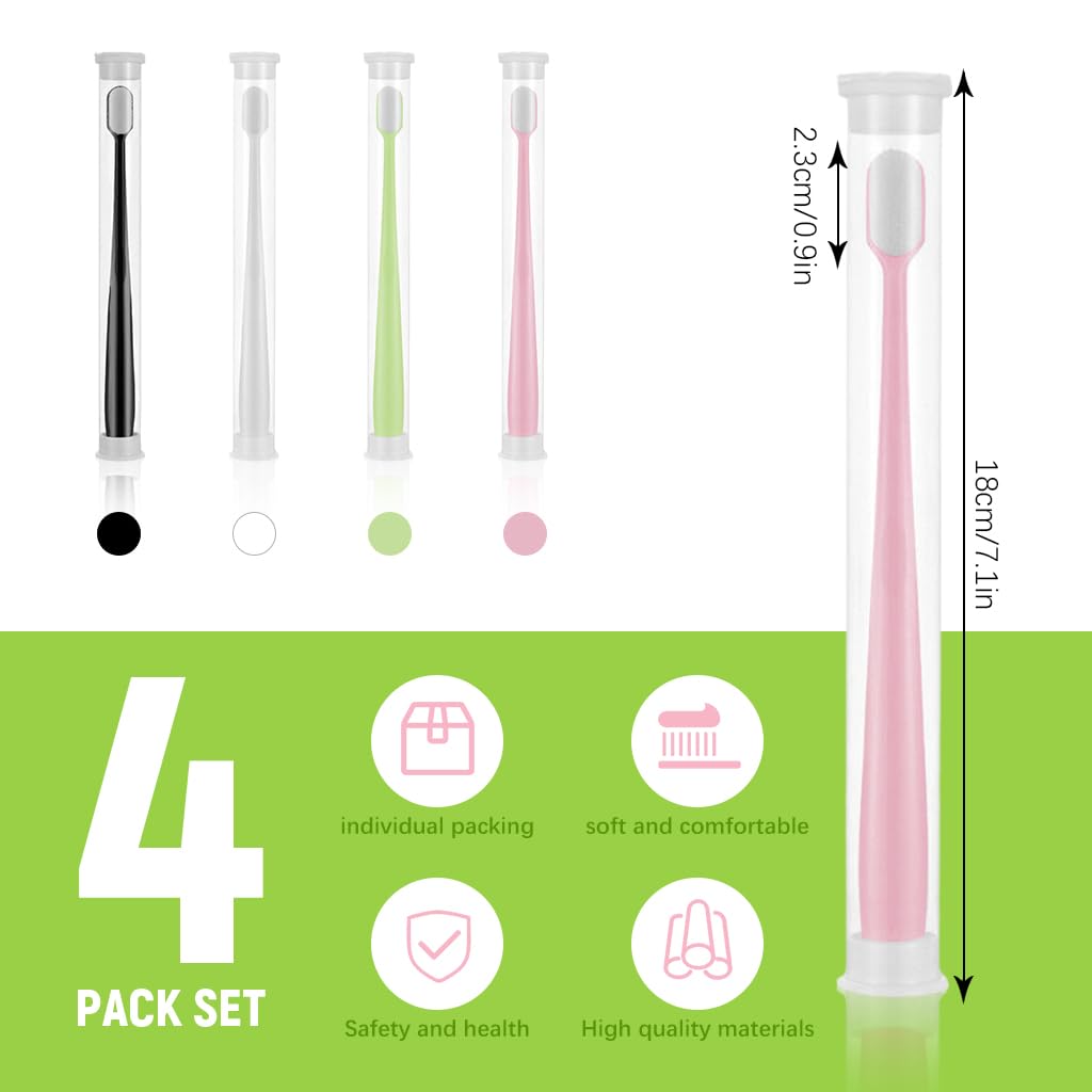 HASTHIP 4Pcs Extra Soft Toothbrushes for Adults Ultra Fine Bristles Toothbrushes Suitable for Sensitive Teeth Adults Soft-bristled Toothbrushes