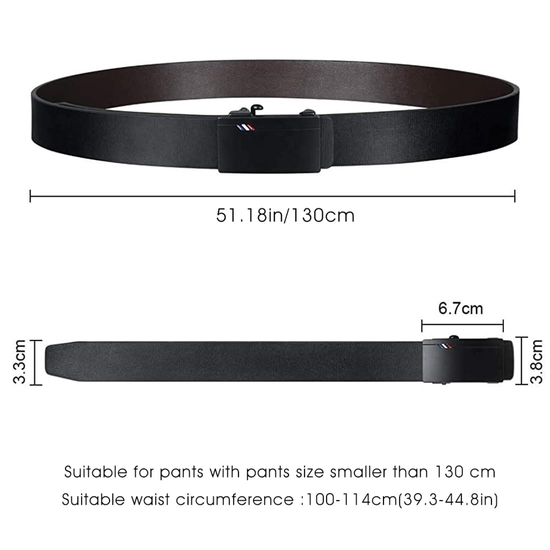 GUSTAVE Men's Genuine Leather Auto Lock Buckle Belt -Free Adjustable Belt for Men-(Black1)