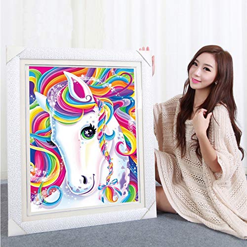 HASTHIP DIY 5D Unicorn Diamond Painting Kits Full Drill Crystal Rhinestone Embroidery Pictures Arts Craft for Home Wall Decor