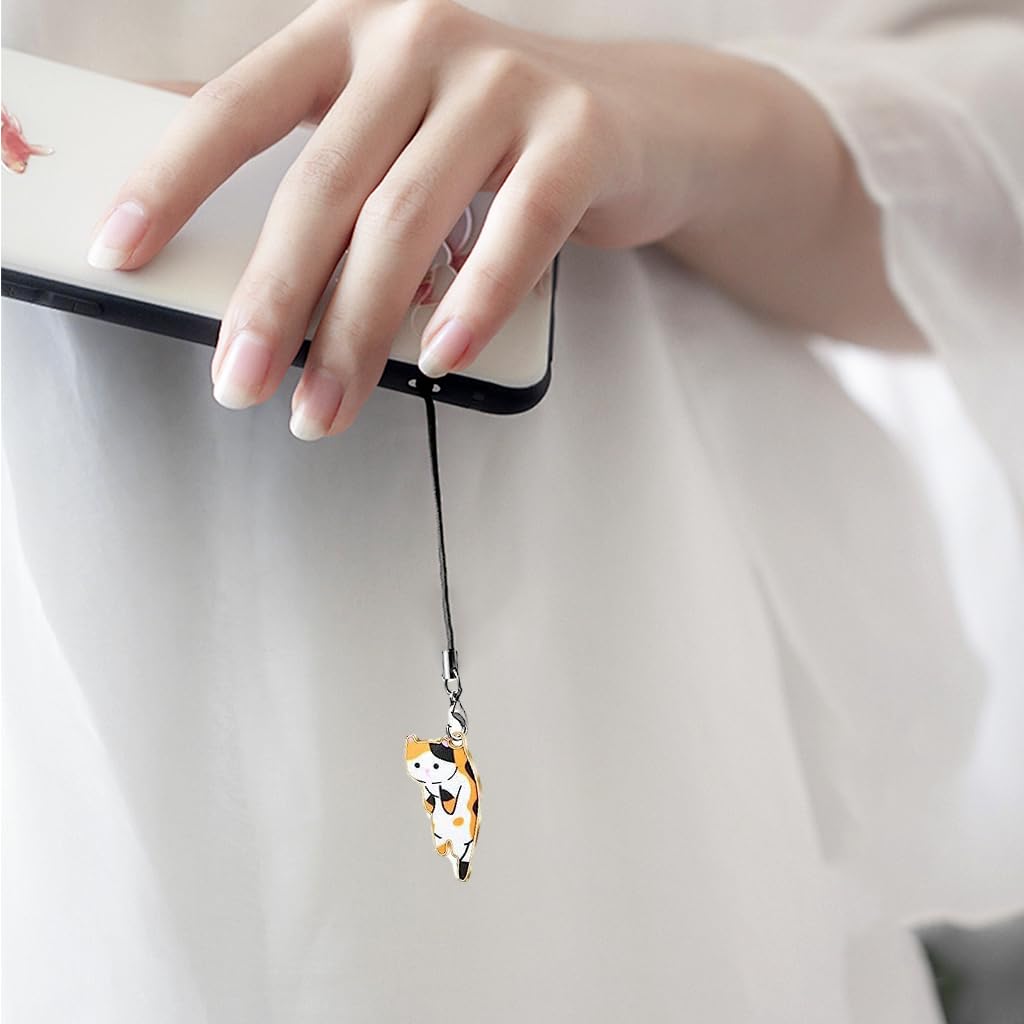 ZORBES 6Pcs Kawaii Phone Charms Cute Kitty Alloy Pendent Charms with Line Loop Mobile Phone Charm, Keychain Charms, Backpack Charms, Bag Charms