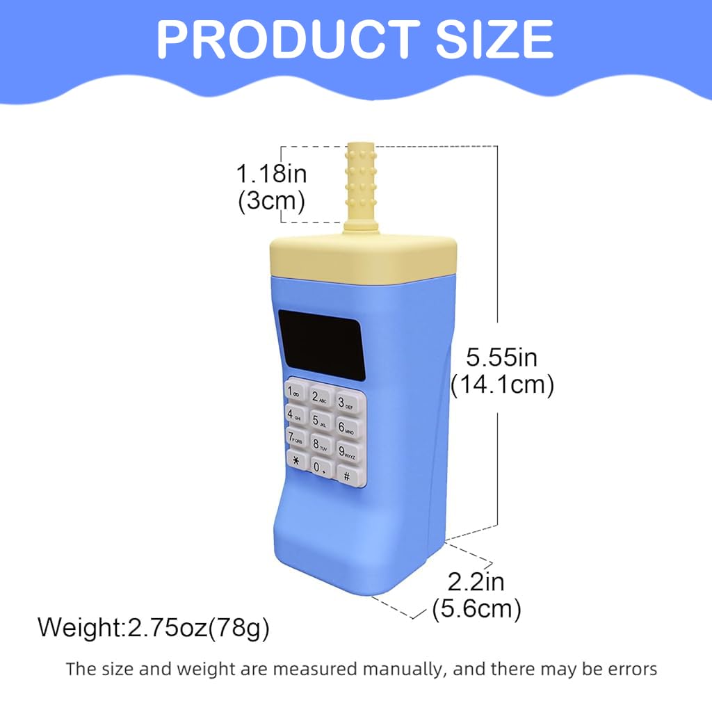 SNOWIE SOFT Silicone Baby Straw Cup Sippy Cup, Creative Cell Phone Baby Teether Silicone Sippy Cup for Baby Food-Grade BPA-Free Baby Sipper Bottle with Teether Straw, Baby Shower Gift, 150ml Blue