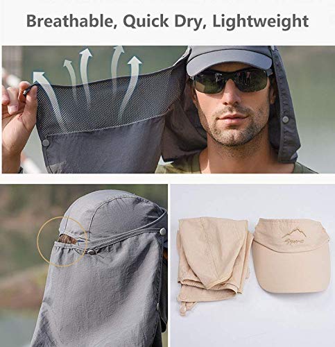 GUSTAVE Mens Sun Hat Wide Brim Summer Sun Cap UV Protection Fishsing Hat Foldable Bucket Hat Outdoor (Deep Grey)